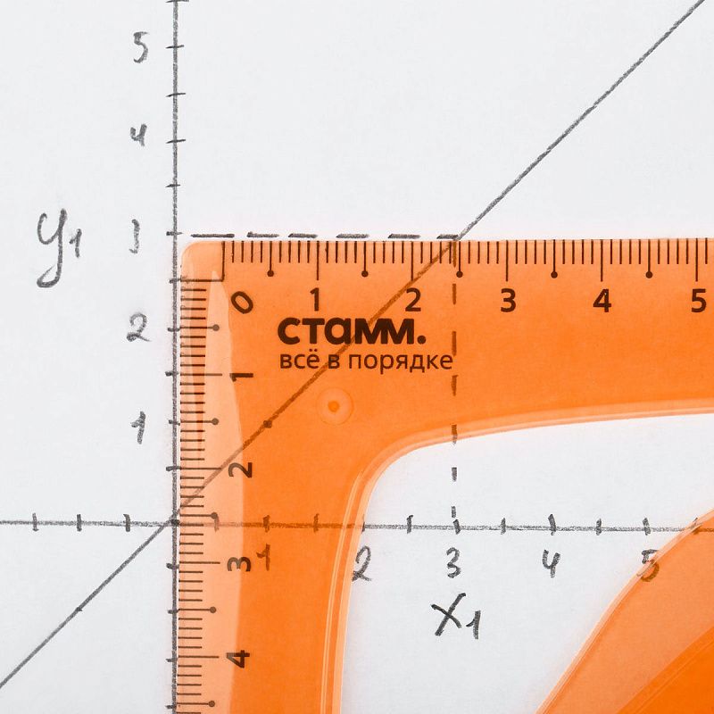 Треугольник 30°, 13см СТАММ, пластиковый, гибкий, прозрачный, оранжевый, европодвес 