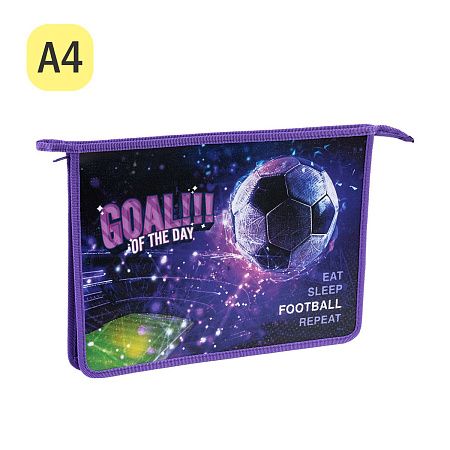 Папка для тетрадей 1 отделение, А4, ArtSpace "Goal", 340*240*40мм, пластик, на молнии 