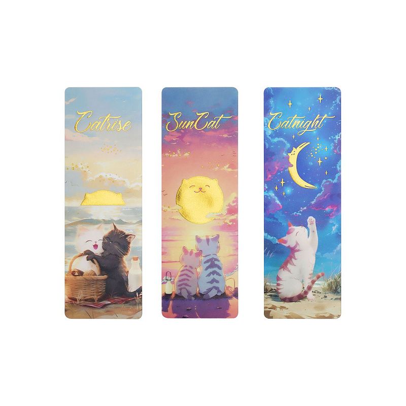 Закладки  для книг, 3шт., 135*45мм, MESHU "Солнечный кот" 