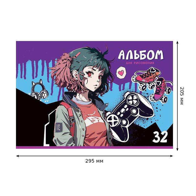 Альбом для рисования 32л., А4, на скрепке BG "Street art", эконом