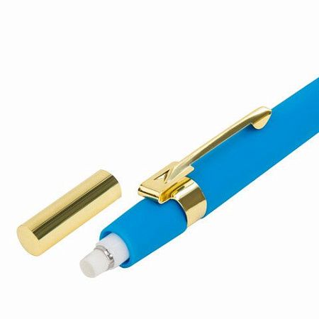 Карандаш механический 0,5 мм + грифели HB 12 штук на блистере, BRAUBERG EXTRA GOLD, корпус SOFT TOUCH, ластик, 181964 