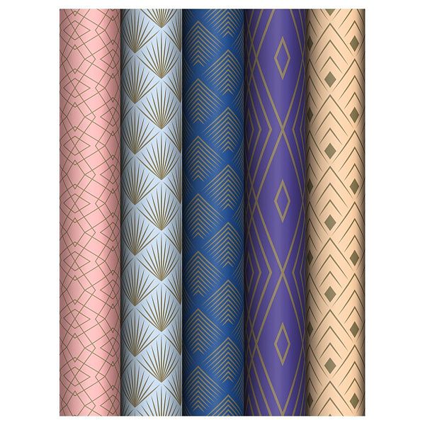 Упаковочная бумага глянц. 70*100см, MESHU "Strict lines", 80 г/м2, ассорти, 5 дизайнов