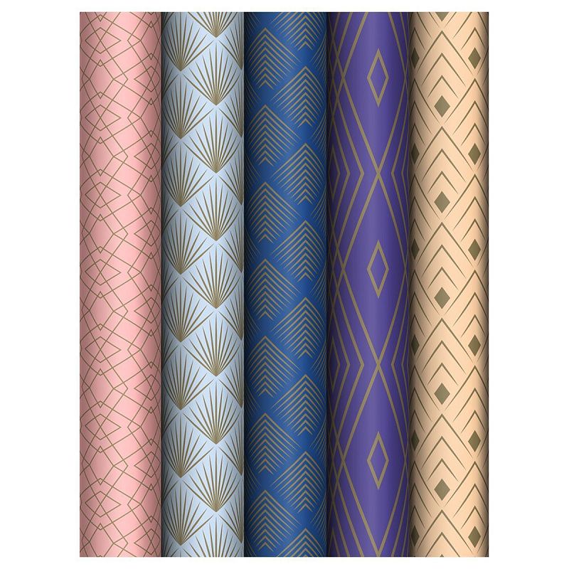 Упаковочная бумага глянц. 70*100см, MESHU "Strict lines", 80 г/м2, ассорти, 5 дизайнов