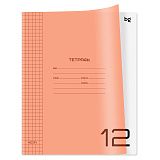Тетрадь 12л. клетка BG "UniTone. Neon", пластиковая обложка, неон оранжевый