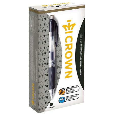 Ручка гелевая автоматическая Crown "CEO Jell" черная, 0,7мм, грип 