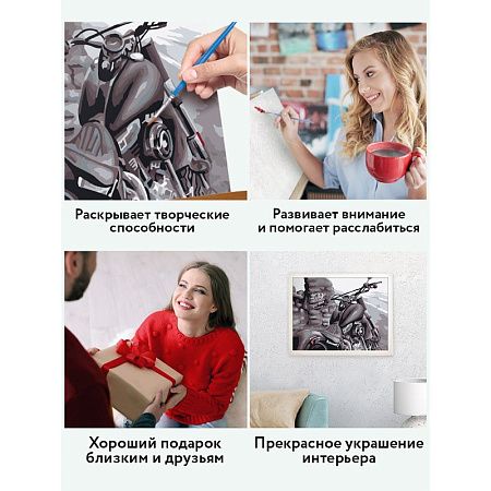 УЦЕНКА - Картина по номерам на холсте ТРИ СОВЫ "Байк", 30*40, с акриловыми красками и кистями