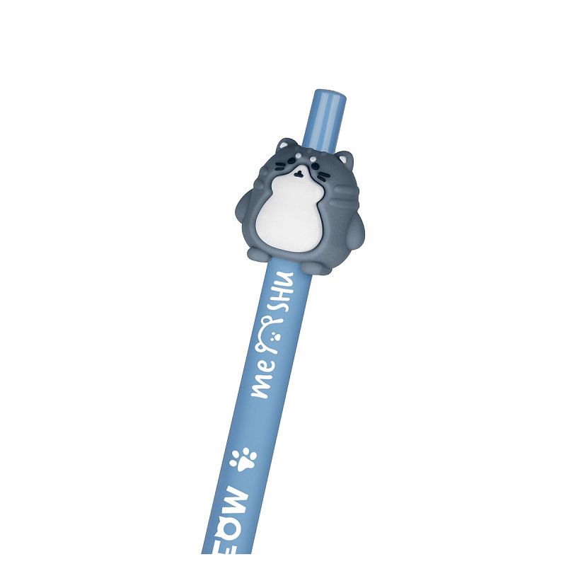 Ручка шариковая автоматическая MESHU "Fat cat" синяя, 0,7мм, корпус ассорти, с топпером 