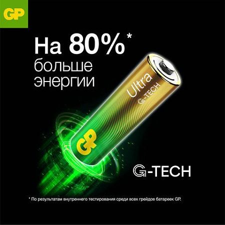 Батарейка GP Ultra, Крона (6LR61, 6LF22, 1604A), алкалиновая, 1 шт., в блистере, 1604AU-5CR1