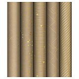 Упаковочная бумага крафт 70*100см, MESHU "Golden Pattern", 80г/м2, отд. фольгой, ассорти 5 дизайнов