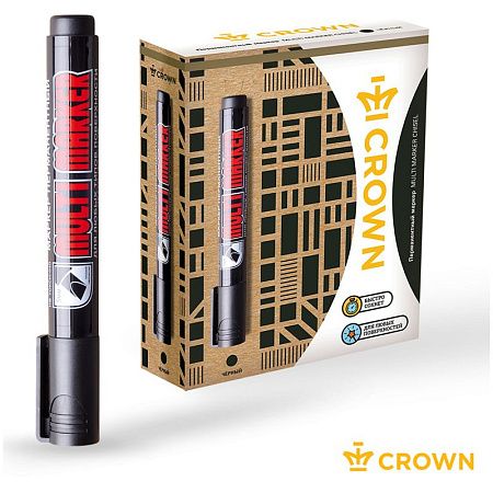 Маркер перманентный Crown "Multi Marker Chisel" черный, скошенный, 5мм 