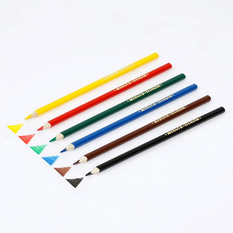 Карандаши цветные Мульти-Пульти "Енот в Испании", 06цв., трехгран., заточен., картон, европодвес