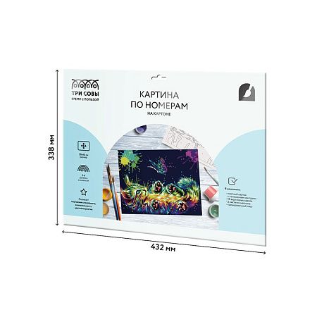 Картина по номерам на картоне ТРИ СОВЫ "Игра в неоне", 30*40, с акриловыми красками и кистями