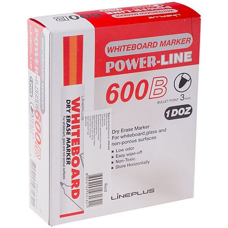 Маркер для белых досок Line Plus "600B" красный, пулевидный, 3мм 