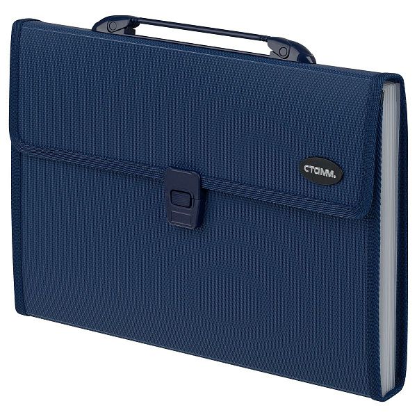 Папка-портфель 13 отделений СТАММ А4, 330*240*40мм, 1000мкм, синяя