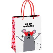 Пакет подарочный 18*23*10см MESHU "Funny rat",  глянцевая ламинация