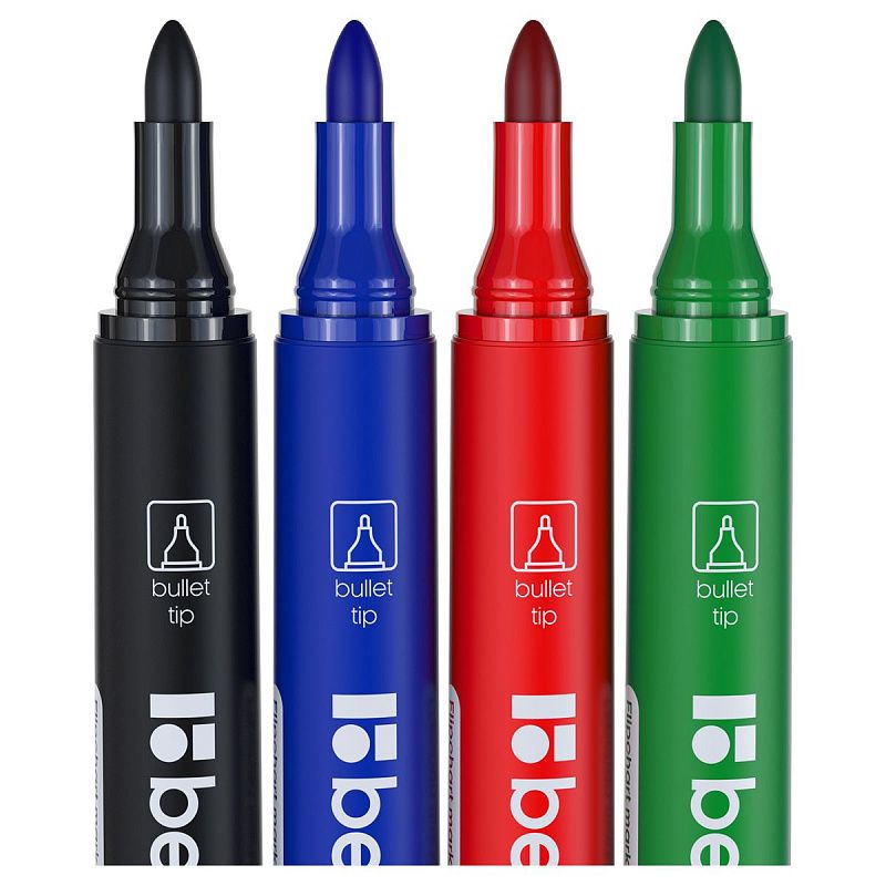 Набор маркеров для флипчартов Berlingo "Uniline FM200" 04цв., пулевидный, 2,0мм, блистер, европодвес 