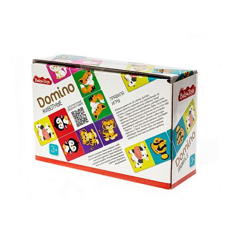 Игра настольная Домино, Baby Toys "Животные", картонная коробка