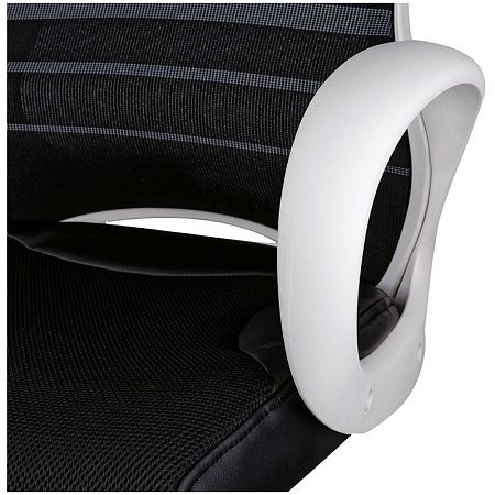 Кресло игровое Helmi HL-S05 "Podium", ткань/сетка/экокожа черная, пластик белый