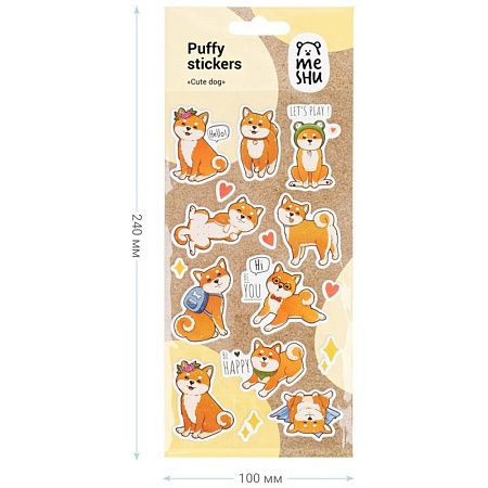 Наклейки объемные MESHU "Cute dog", 10*24см, 16 наклеек, инд. уп., европодвес