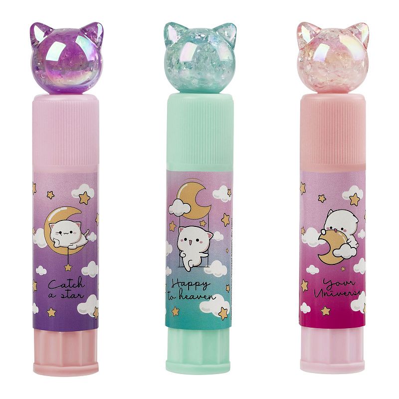 Клей-карандаш MESHU с топпером "Crystal Kitten", 8г, дисплей бокс, ПВП, ассорти