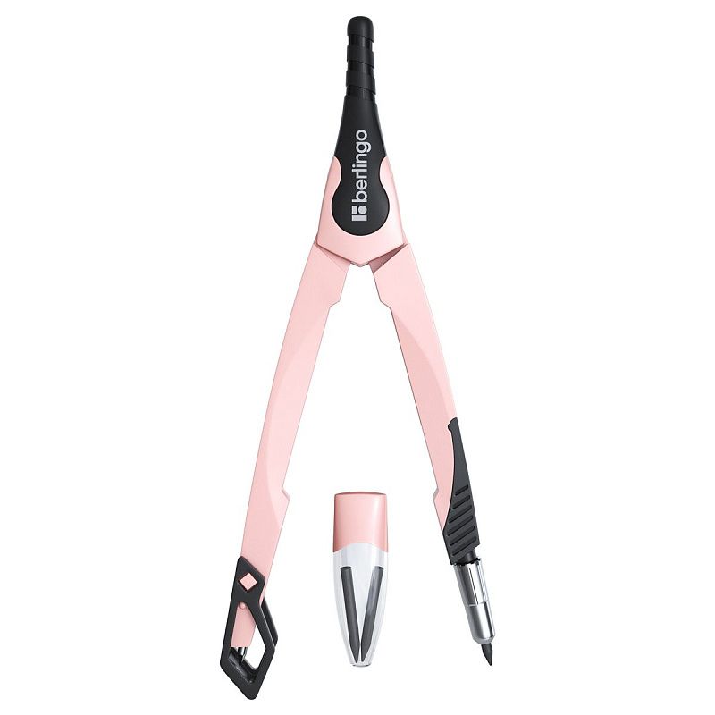Готовальня Berlingo "Instinct", 2 предмета, циркуль 135мм, фламинго, пластиковый футляр 
