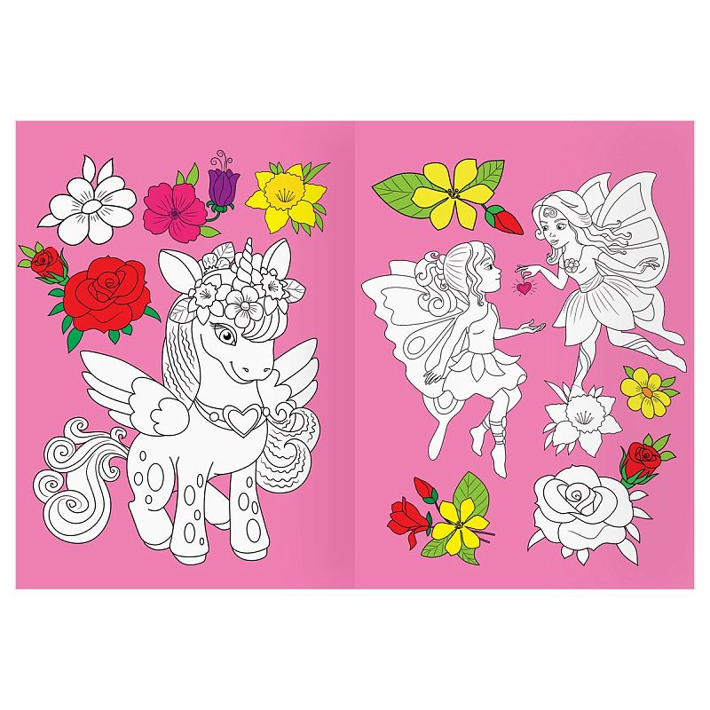 Раскраска А4 ТРИ СОВЫ "Страна единорожек", 16стр., цветной фон