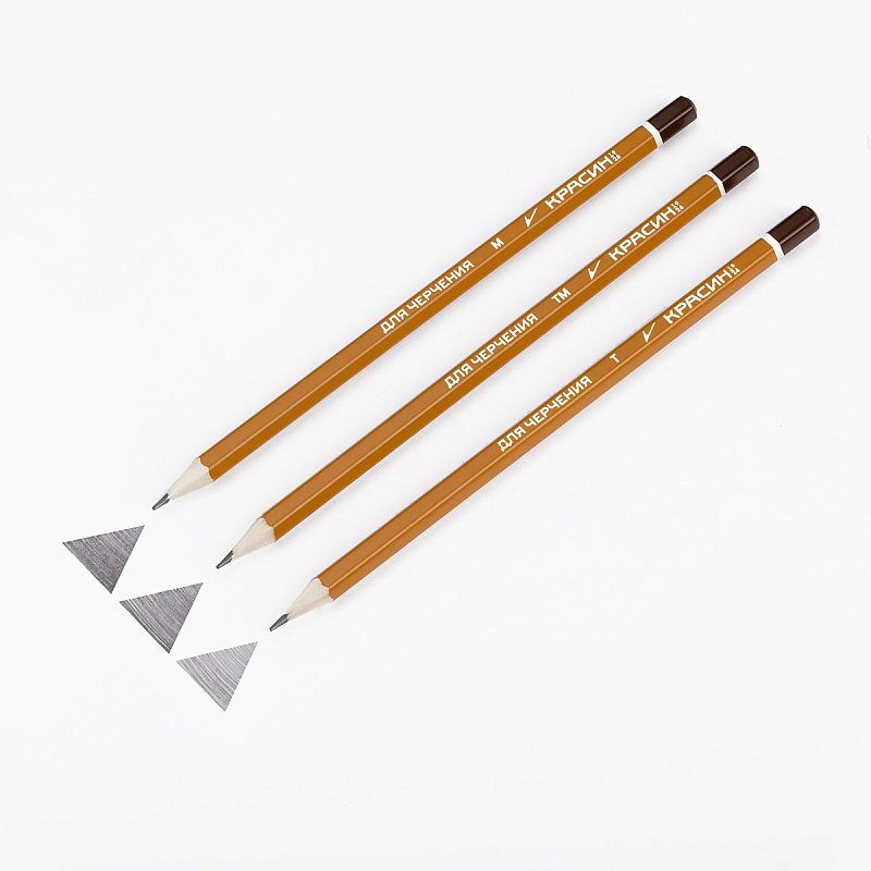 Набор карандашей ч/г Красин "Для черчения" 8шт., Н (Т)-2, НВ (ТМ)-4, В (М)-2, шестигран., заточен., карт. упаковка., европодвес 
