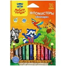 Фломастеры Мульти-Пульти "Зоопарк", 12цв., с печатью, картон