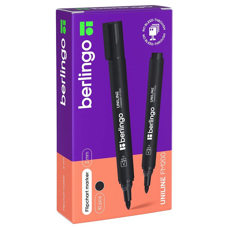 Маркер для флипчартов Berlingo "Uniline FM200" черный, пулевидный, 2мм 