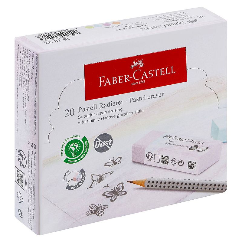 Ластик Faber-Castell "Dust Free Pastel", прямоугольный, ассорти 