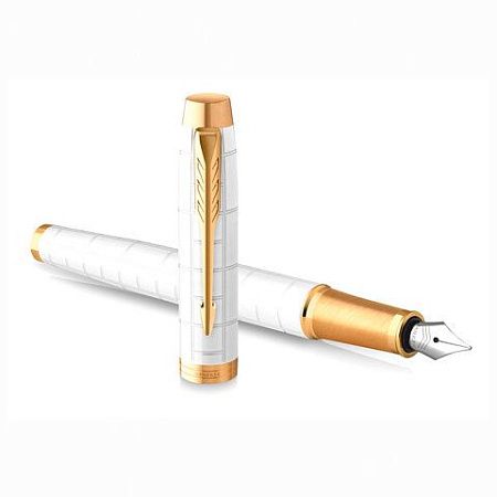 Ручка перьевая PARKER "IM Premium Pearl GT", корпус жемчужный лак, позолоченные детали, синяя, 2143649 