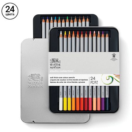 Набор цветных карандашей Winsor&Newton, 24цв., в метал коробке
