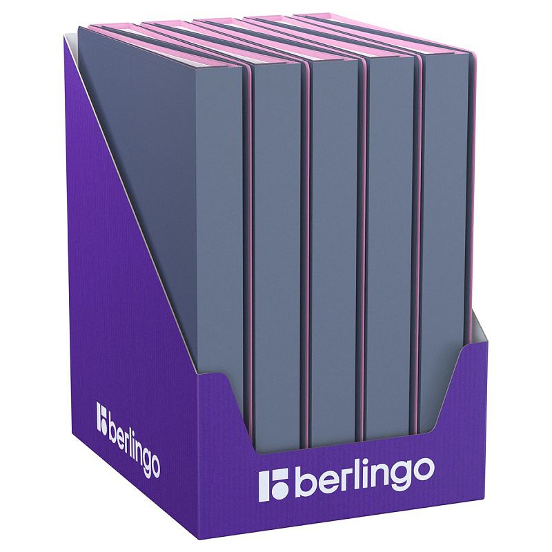Папка с 60 вкладышами Berlingo "Soft Touch Pro", 30мм, 700мкм, с внутр. карманом, серая, внутр. лиловая, софт-тач 