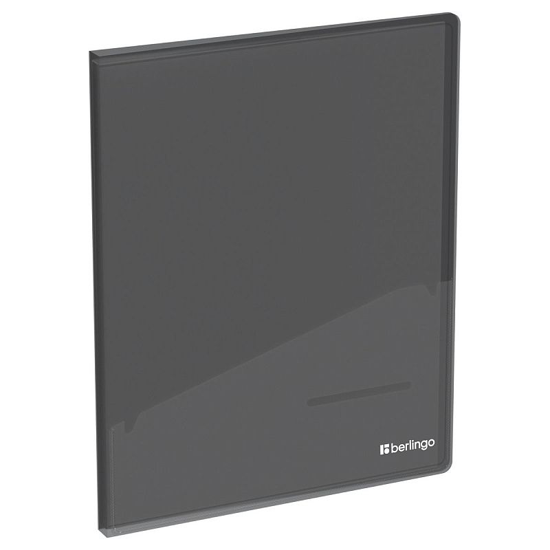 Папка с 20 вкладышами Berlingo "No Secret", 17мм, 700мкм, полупрозрачная черная, с внутр. карманом