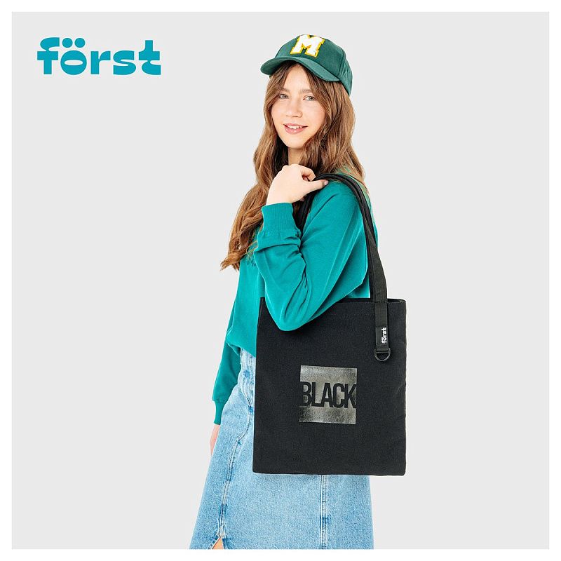 УЦЕНКА - Сумка-шоппер Först "Total black" 40*35см, 1 отделение, мужская/женская (осн 368279) 