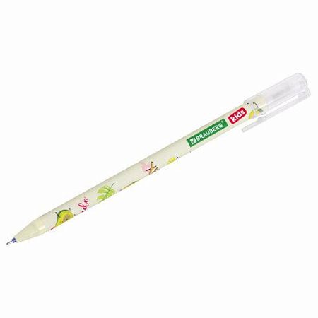 Ручки стираемые гелевые BRAUBERG KIDS "AVOCADO", СИНИЕ, КОМПЛЕКТ 12 ШТУК, игольчатый наконечник 0,5 мм, линия 0,35 мм, 144100 