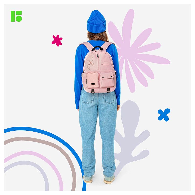 Рюкзак Berlingo Urban "Pink dragonfly" 40,5*30*13,5см, 1 отделение, 6 карманов, уплотненная спинка 