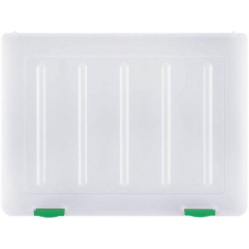 Папка для документов СТАММ А4, 230*305*23мм, пластик., прозрачная, зеленые защелки 