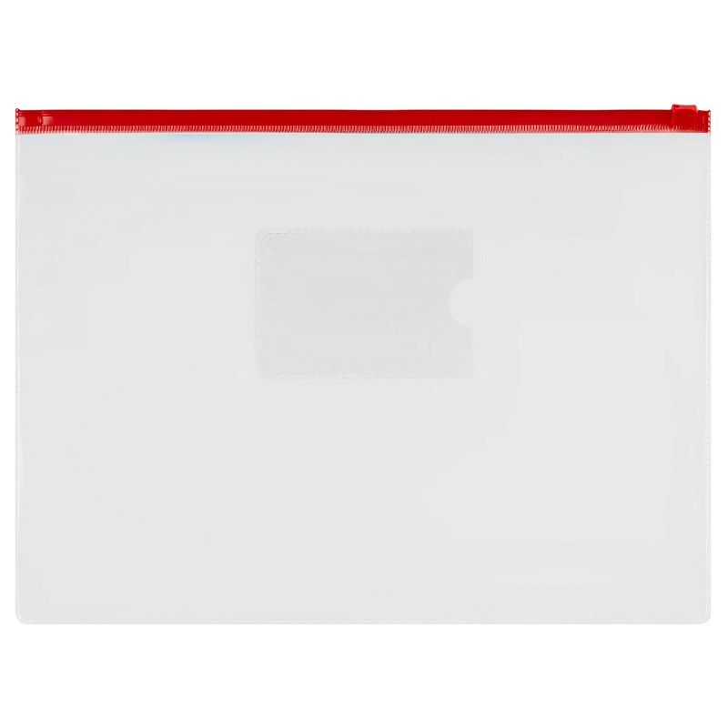 Папка-конверт на zip-молнии СТАММ В6, ПВХ, 120мкм, прозрачная, цветная молния, карман, ассорти 