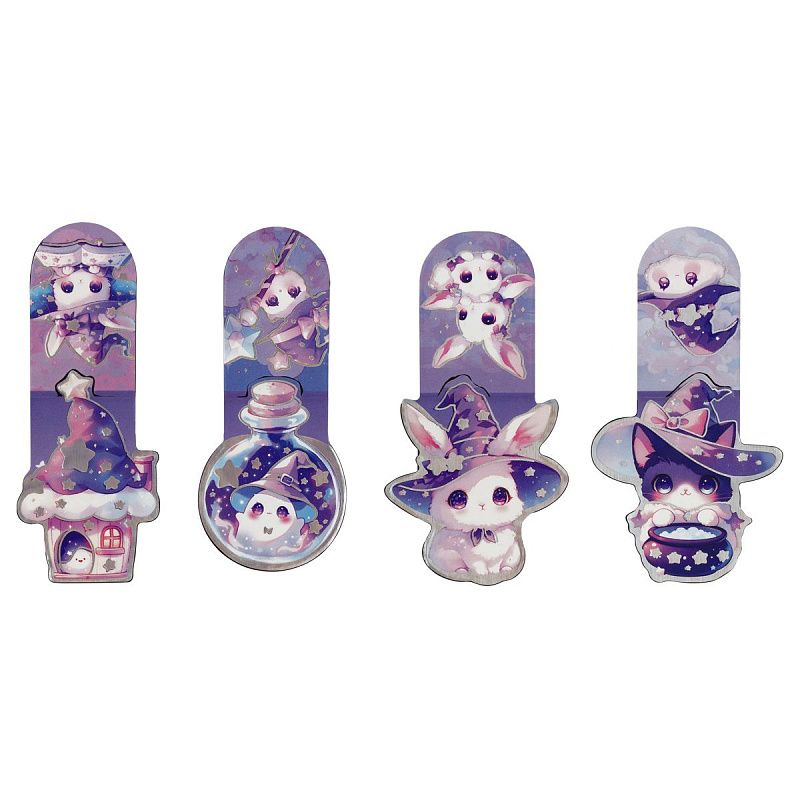 Закладки магнитные для книг, 4шт., MESHU "Волшебная алхимия", голографическая фольга 