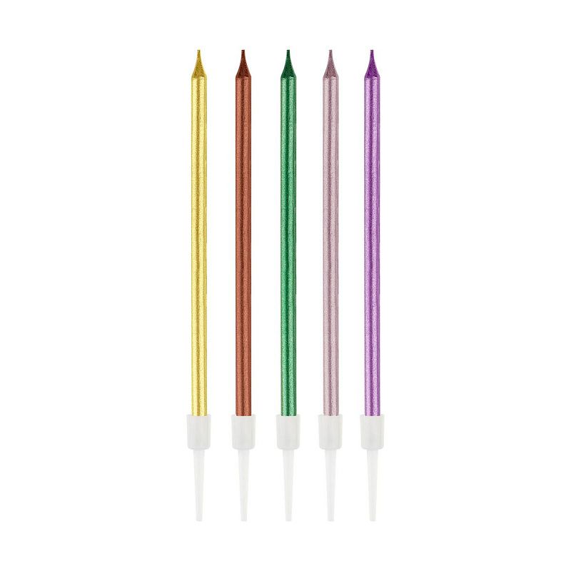 Свечи для торта с держателями MESHU "Metallic", ассорти, 11см, 10шт