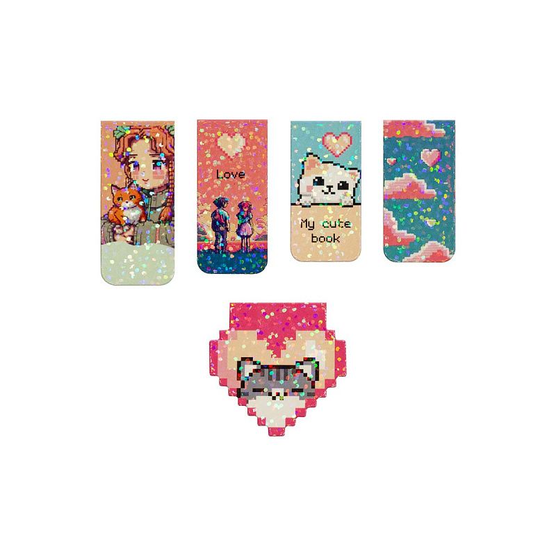 Закладки магнитные для книг, 5шт., MESHU "Pixel", ламинация 