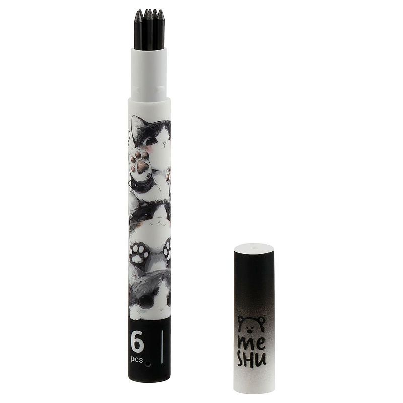 Грифели для механических карандашей MESHU, 6шт., 2,0мм, HB 