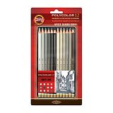 Карандаши цветные художественные Koh-I-Noor "Polycolor Grey Line", 12цв., заточен., металл. пенал, блистер
