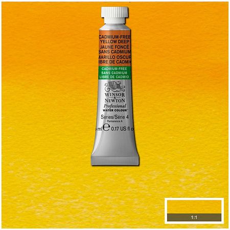 Акварель художественная Winsor&Newton "Professional", 5мл, туба, №891 бескадмиевый желтый насыщенный
