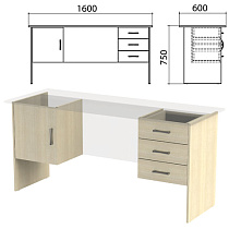Каркас к столам письменным с 2 тумбами "Канц" (ш1600*г600*в750 мм), дуб молочный, СК29.15.2