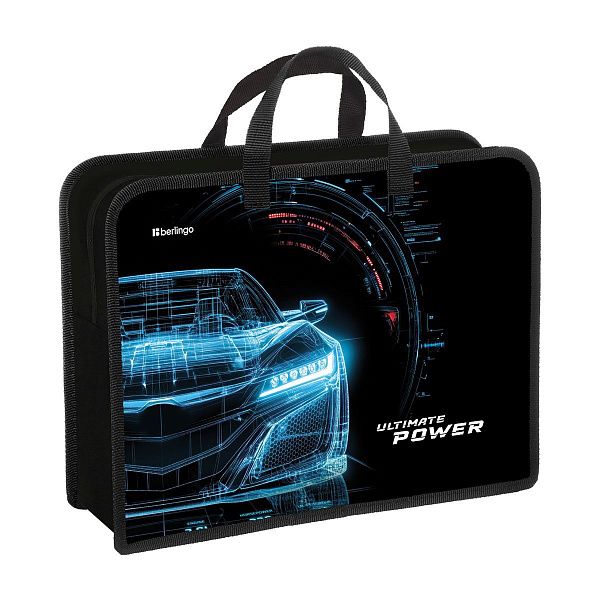 Папка с ручками 1 отделение, А4 Berlingo "Ultimate power", 340*245*100мм, пластик, на молнии