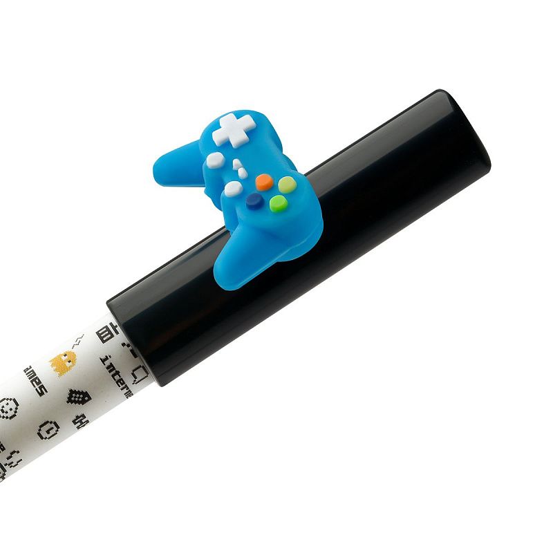 Ручка гелевая стираемая MESHU "Games" синяя, 0,5мм, корпус ассорти, с топпером 