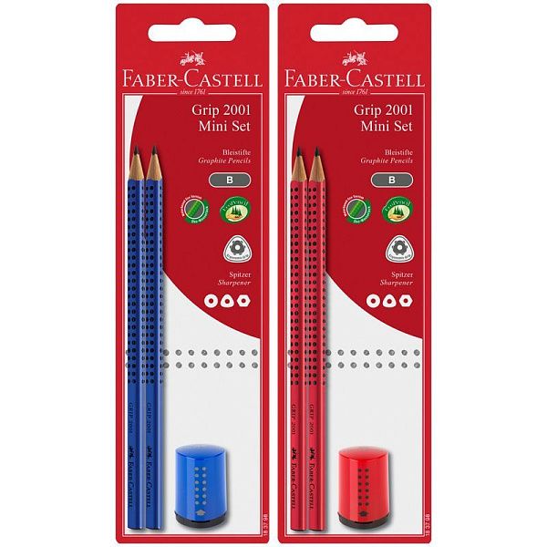Набор карандашей ч/г Faber-Castell "Grip 2001" 2шт.+точилка, заточен., блистер