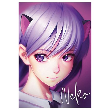 Блокнот А6 40л. на отрывной склейке MESHU "Neko", матовая ламинация, тиснение фольгой
